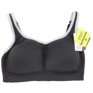 Wacoal Kerri Wirefree Sports Bra | Black & Gray | Athleisure Gym | NWT | 32DD
